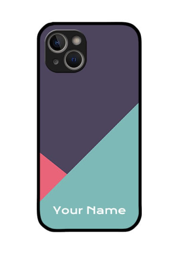 iPhone 14 Plus Custom Glass Mobile Case - Tri Color abstract Design