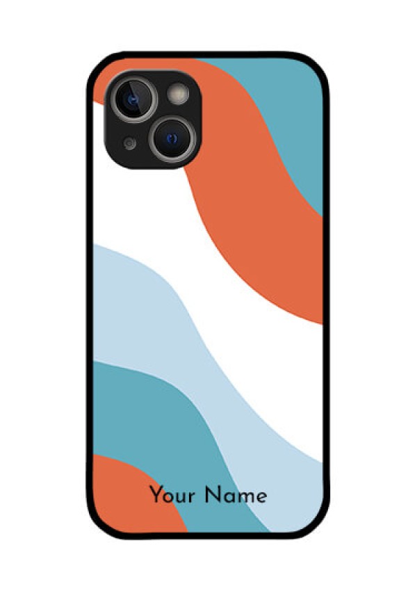 iPhone 14 Plus Custom Glass Mobile Case - coloured Waves Design