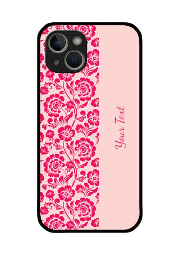iPhone 14 Plus Custom Glass Phone Case - Attractive Floral Pattern Design