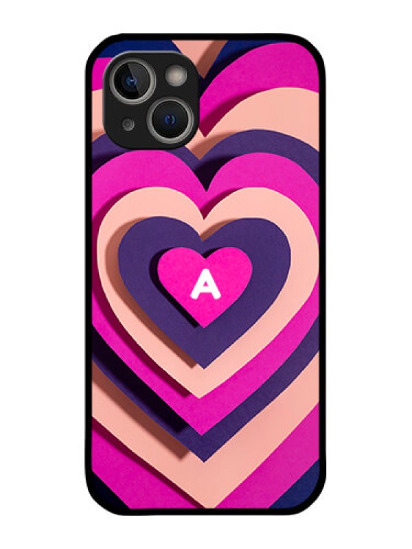 Custom iPhone 14 Plus Custom Glass Mobile Case - Cute Heart Pattern Design