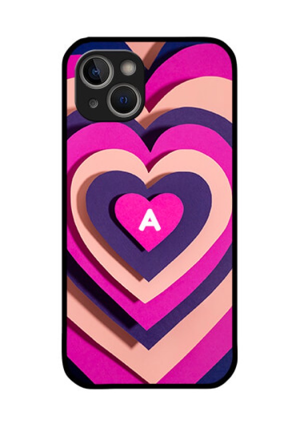 iPhone 14 Plus Custom Glass Mobile Case - Cute Heart Pattern Design