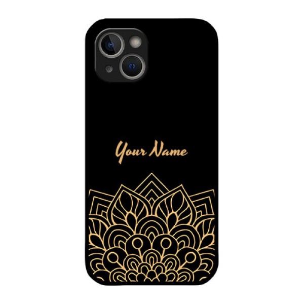 iPhone 14 Plus Custom Glass Phone Case - Golden mandala Design