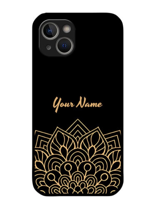 Custom iPhone 14 Plus Custom Glass Phone Case - Golden mandala Design