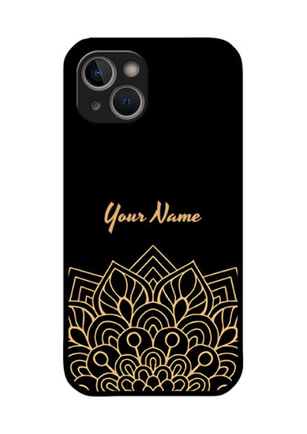 iPhone 14 Plus Custom Glass Phone Case - Golden mandala Design