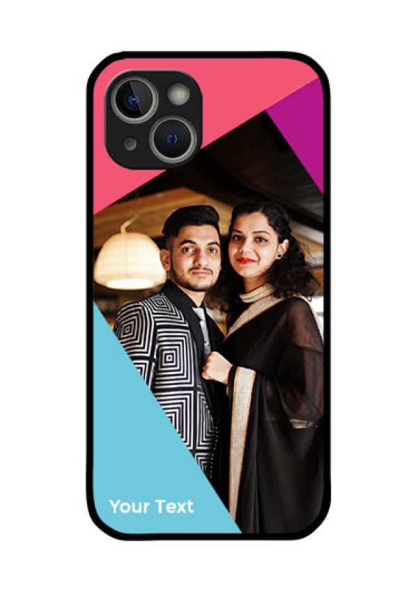 iPhone 14 Plus Custom Glass Mobile Case - Stacked Triple colour Design
