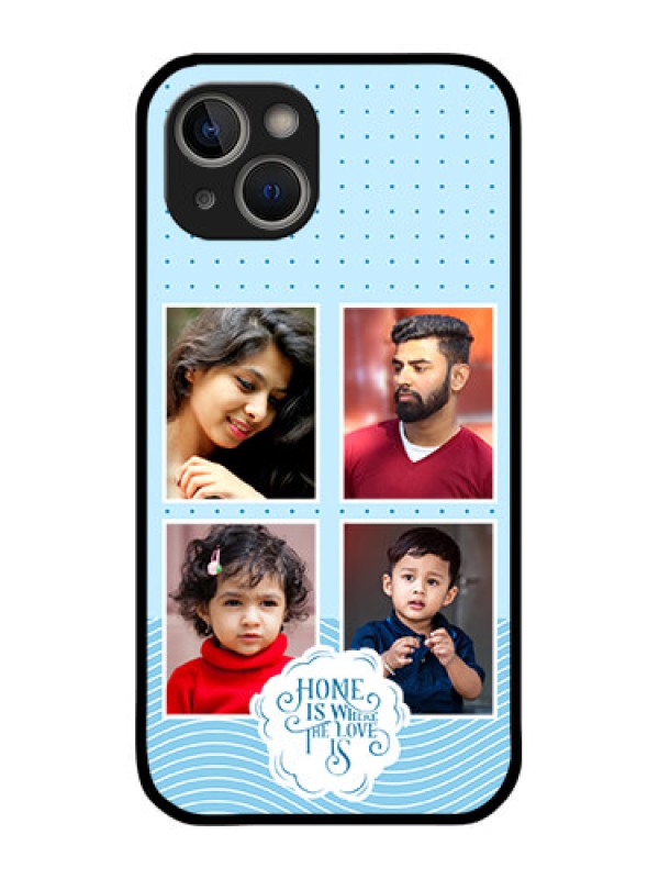 Custom iPhone 14 Plus Custom Glass Phone Case - Cute love quote with 4 pic upload Design