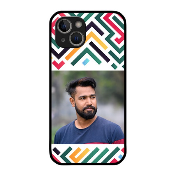 iPhone 14 Plus Personalized Glass Phone Case - Colorful Maze Pattern Design iPhone 14 Plus Personalized Glass Phone Case - Colorful Maze Pattern Design