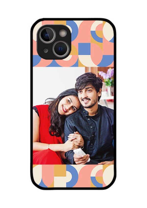 iPhone 14 Plus Photo Printing on Glass Case - Semi-circle Maze Pattern Design