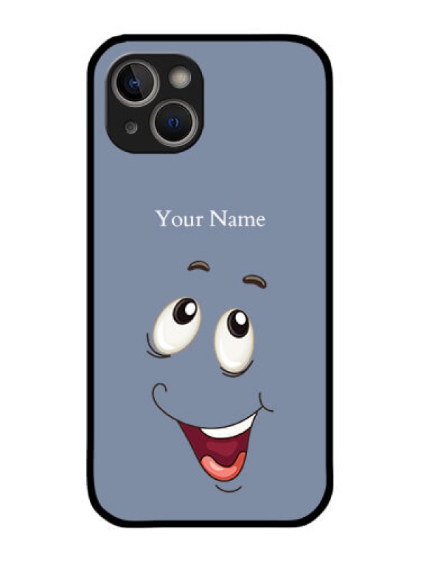 Custom iPhone 14 Plus Photo Printing on Glass Case - Laughing Cartoon Face Design