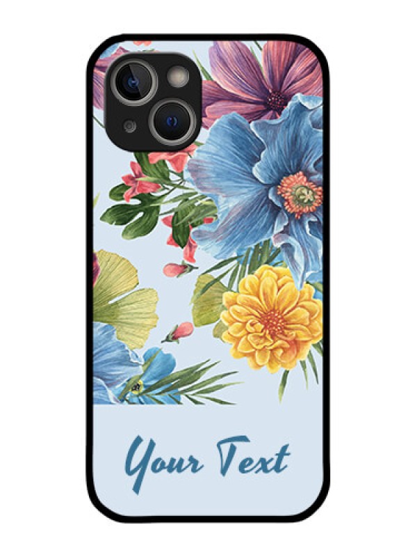 Custom iPhone 14 Plus Custom Glass Mobile Case - Stunning Watercolored Flowers Painting Design