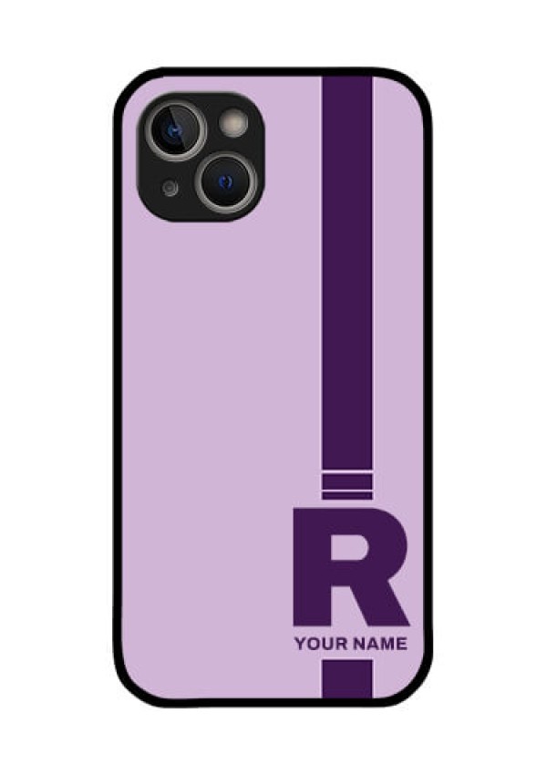 iPhone 14 Plus Photo Printing on Glass Case - Simple dual tone stripe with name Design