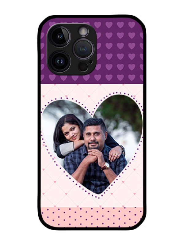 Custom iPhone 14 Pro Max Custom Glass Phone Case - Violet Love Dots Design