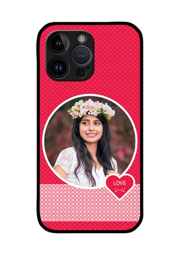 iPhone 14 Pro Max Personalised Glass Phone Case - Pink Pattern Design