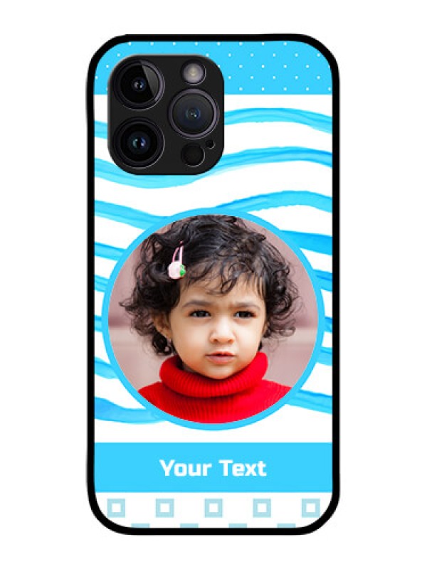 Custom iPhone 14 Pro Max Custom Glass Phone Case - Simple Blue Case Design