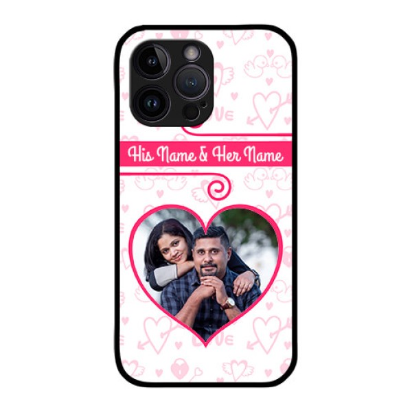 iPhone 14 Pro Max Personalized Glass Phone Case - Heart Shape Love Design iPhone 14 Pro Max Personalized Glass Phone Case - Heart Shape Love Design