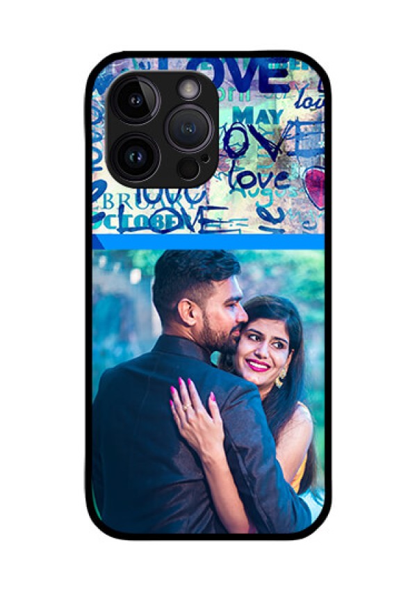 iPhone 14 Pro Max Custom Glass Mobile Case - Colorful Love Design