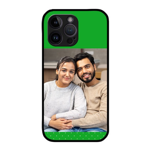 iPhone 14 Pro Max Personalized Glass Phone Case - Green Pattern Design