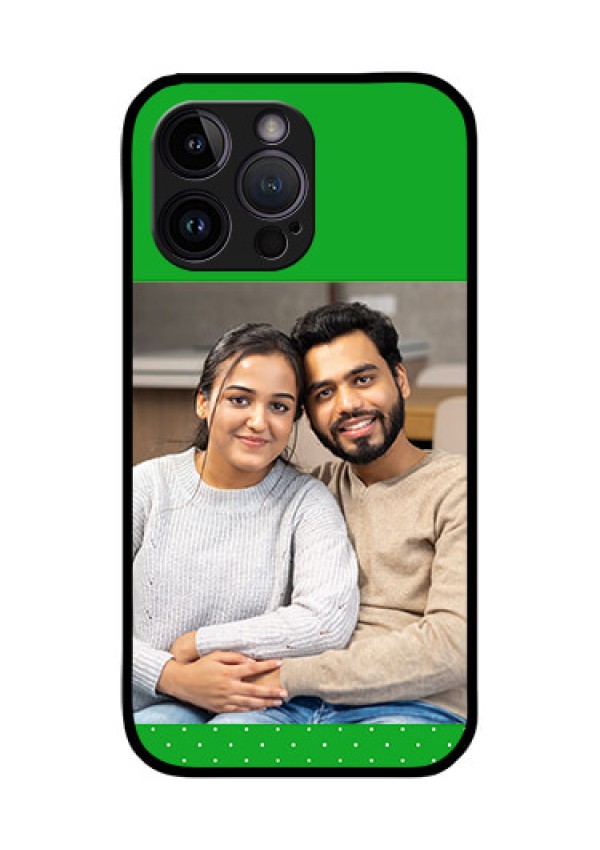 iPhone 14 Pro Max Personalized Glass Phone Case - Green Pattern Design