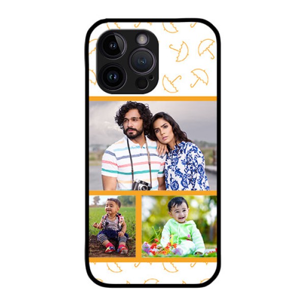 iPhone 14 Pro Max Custom Glass Mobile Case - Yellow Pattern Design