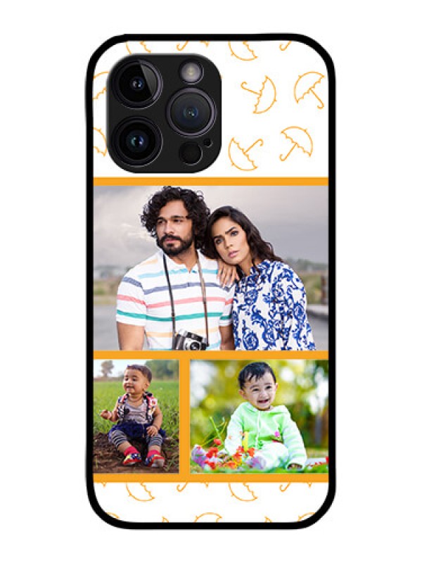 Custom iPhone 14 Pro Max Custom Glass Mobile Case - Yellow Pattern Design