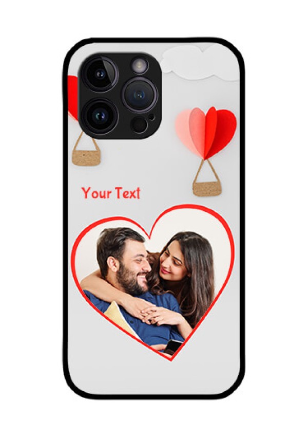 iPhone 14 Pro Max Custom Glass Mobile Case - Parachute Love Design