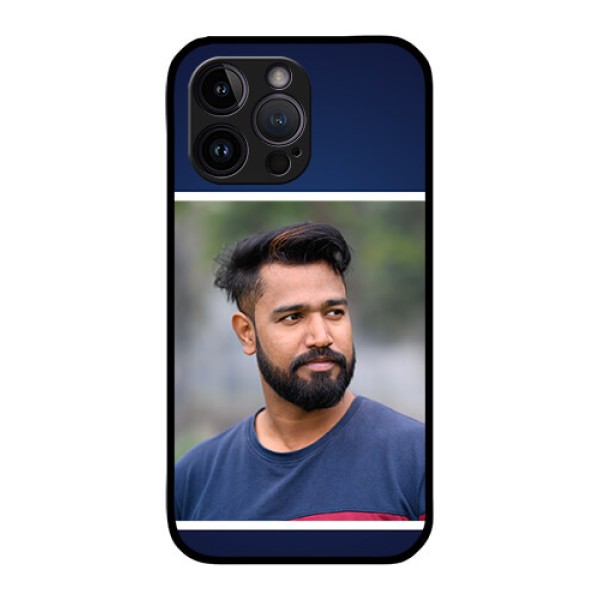 iPhone 14 Pro Max Personalized Glass Phone Case - Simple Royal Blue Design iPhone 14 Pro Max Personalized Glass Phone Case - Simple Royal Blue Design