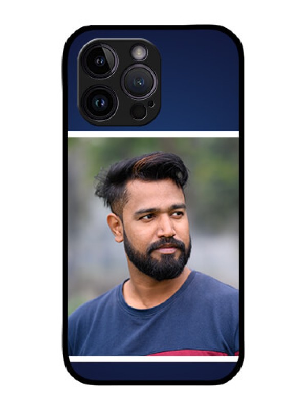 Custom iPhone 14 Pro Max Personalized Glass Phone Case - Simple Royal Blue Design