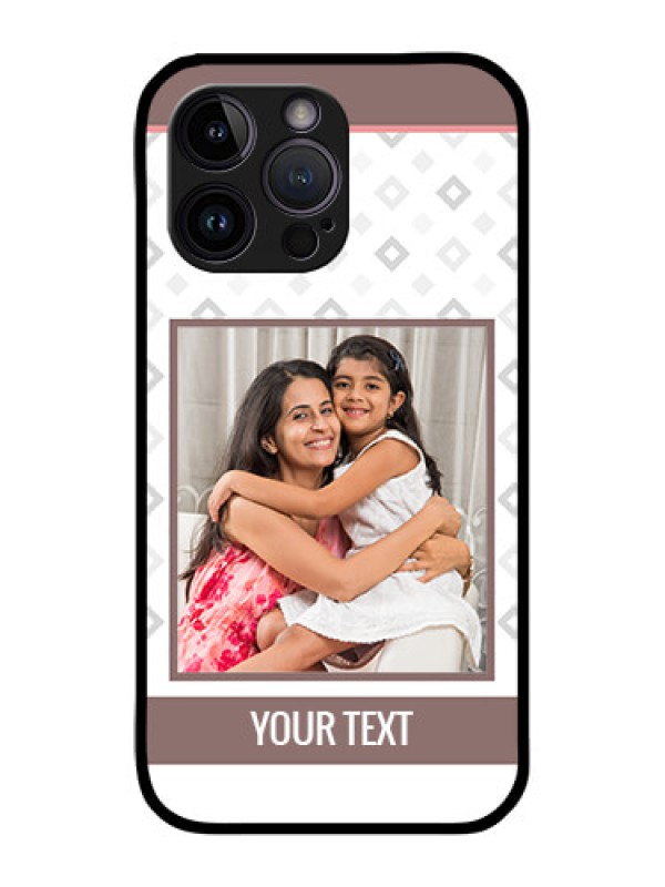 Custom iPhone 14 Pro Max Photo Printing on Glass Case - Simple Diamond Design
