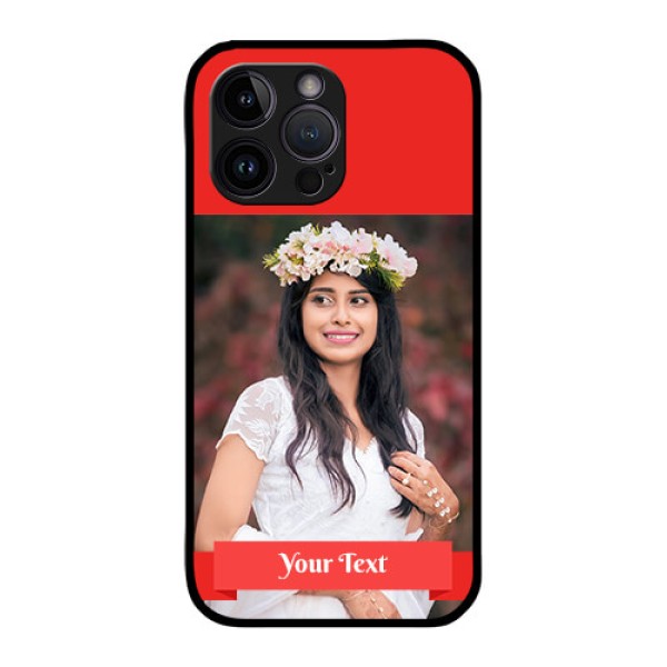 iPhone 14 Pro Max Custom Glass Phone Case - Simple Red Color Design iPhone 14 Pro Max Custom Glass Phone Case - Simple Red Color Design