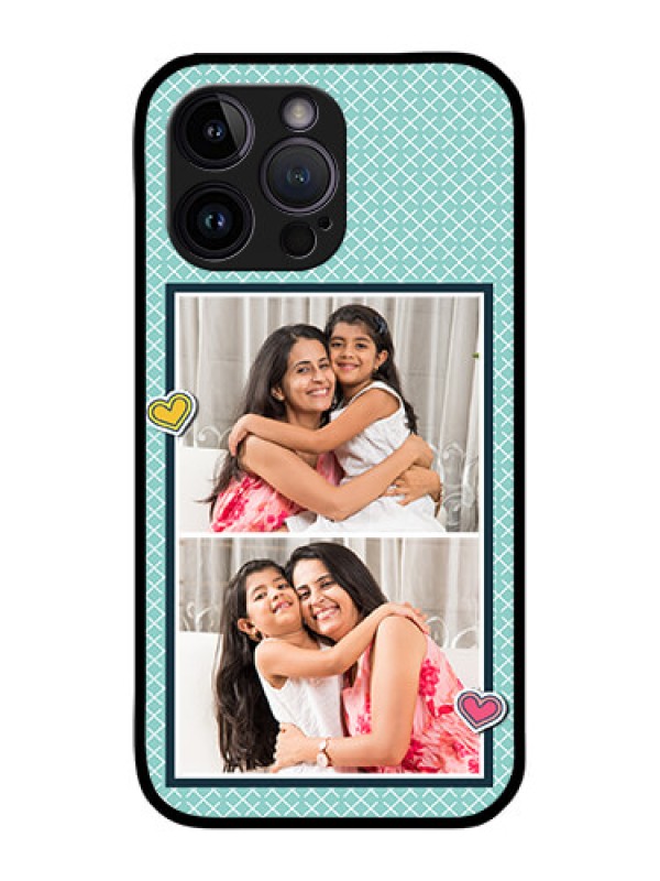 Custom iPhone 14 Pro Max Custom Glass Phone Case - 2 Image Holder with Pattern Design