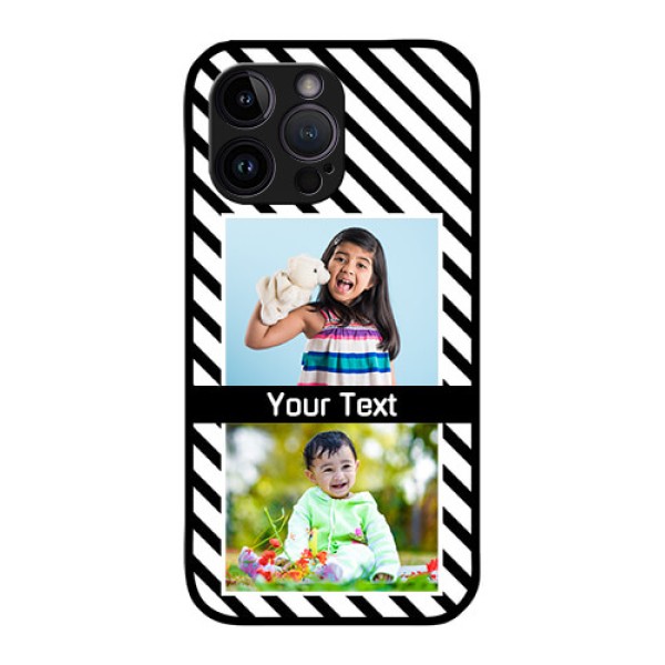 iPhone 14 Pro Max Photo Printing on Glass Case - Black And White Stripes Design