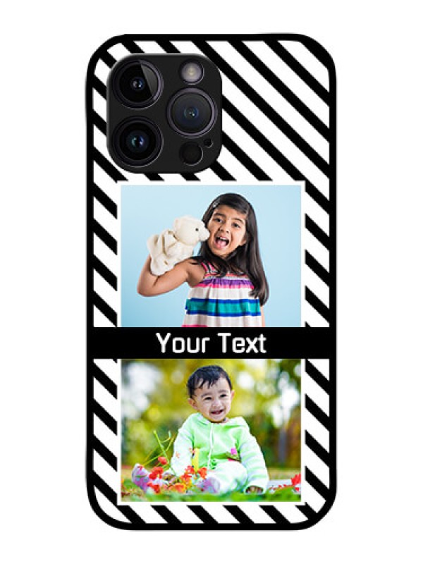 Custom iPhone 14 Pro Max Photo Printing on Glass Case - Black And White Stripes Design