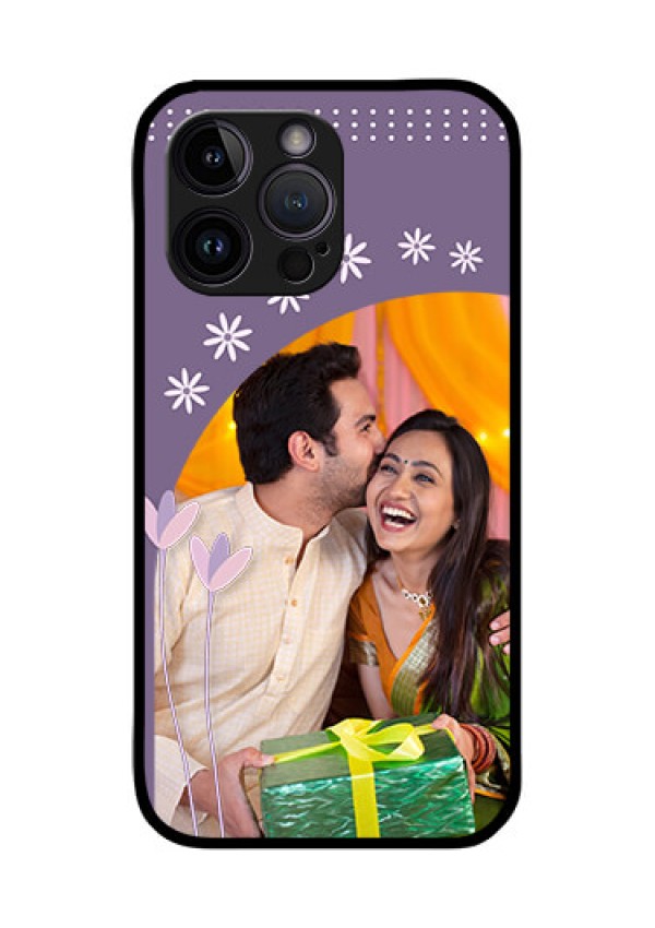 iPhone 14 Pro Max Custom Glass Mobile Case - Lavender flowers design