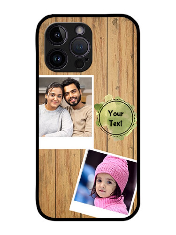 Custom iPhone 14 Pro Max Custom Glass Phone Case - Wooden Texture Design
