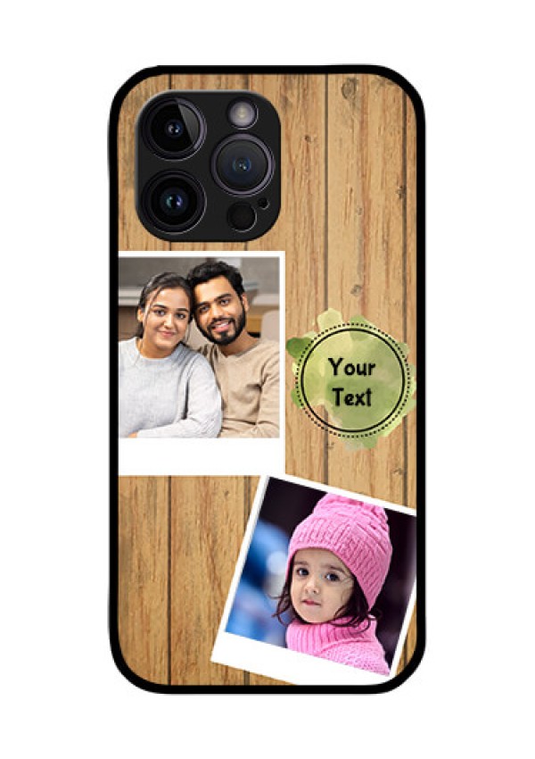iPhone 14 Pro Max Custom Glass Phone Case - Wooden Texture Design