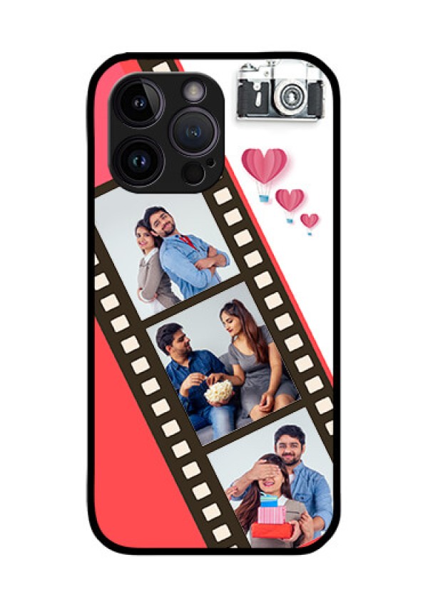 iPhone 14 Pro Max Personalized Glass Phone Case - 3 Image Holder with Film Reel