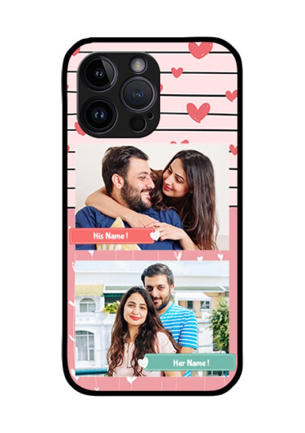 iPhone 14 Pro Max Custom Glass Mobile Case - Photo with Heart Design
