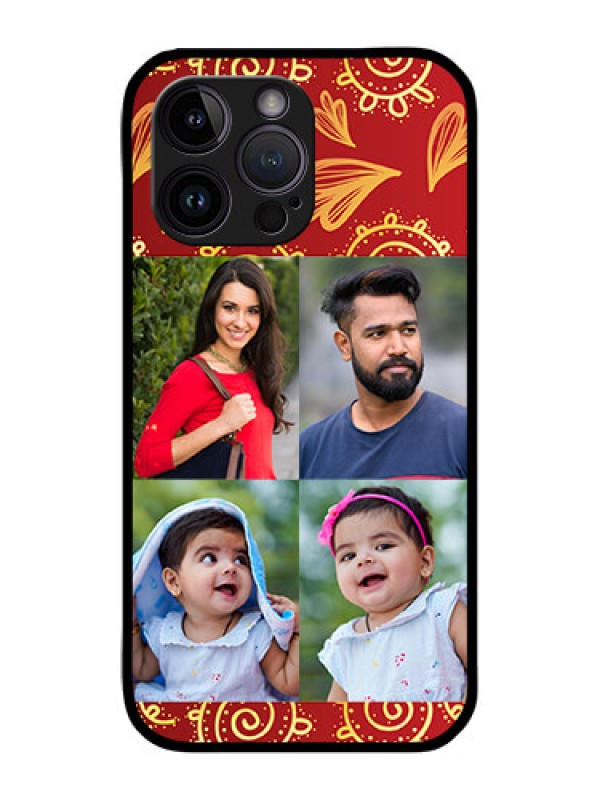 Custom iPhone 14 Pro Max Photo Printing on Glass Case - 4 Image Traditional Design