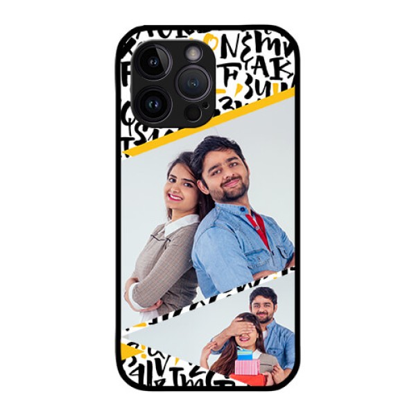iPhone 14 Pro Max Custom Glass Mobile Case - Letters Pattern Design