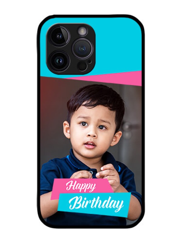 Custom iPhone 14 Pro Max Personalized Glass Phone Case - Image Holder with 2 Color Design