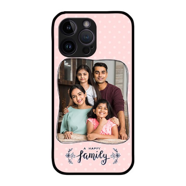 iPhone 14 Pro Max Custom Glass Phone Case - Family with Dots Design