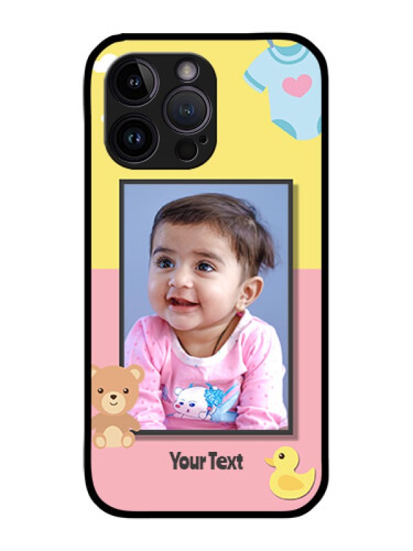 Custom iPhone 14 Pro Max Photo Printing on Glass Case - Kids 2 Color Design