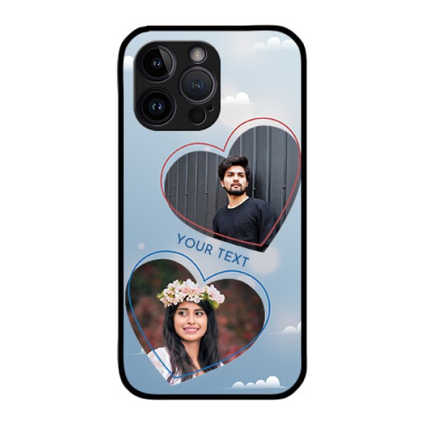 iPhone 14 Pro Max Custom Glass Mobile Case - Blue Color Couple Design iPhone 14 Pro Max Custom Glass Mobile Case - Blue Color Couple Design