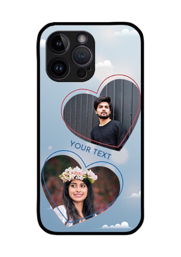 iPhone 14 Pro Max Custom Glass Mobile Case - Blue Color Couple Design