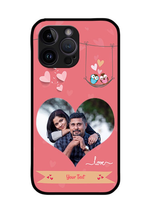 iPhone 14 Pro Max Personalized Glass Phone Case - Peach Color Love Design
