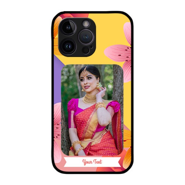 iPhone 14 Pro Max Custom Glass Mobile Case - 3 Image With Vintage Floral Design iPhone 14 Pro Max Custom Glass Mobile Case - 3 Image With Vintage Floral Design