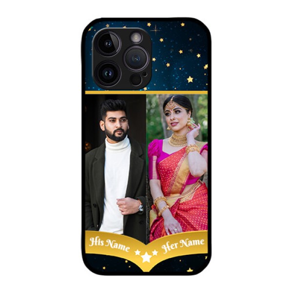 iPhone 14 Pro Max Custom Glass Phone Case - Galaxy Stars Backdrop Design