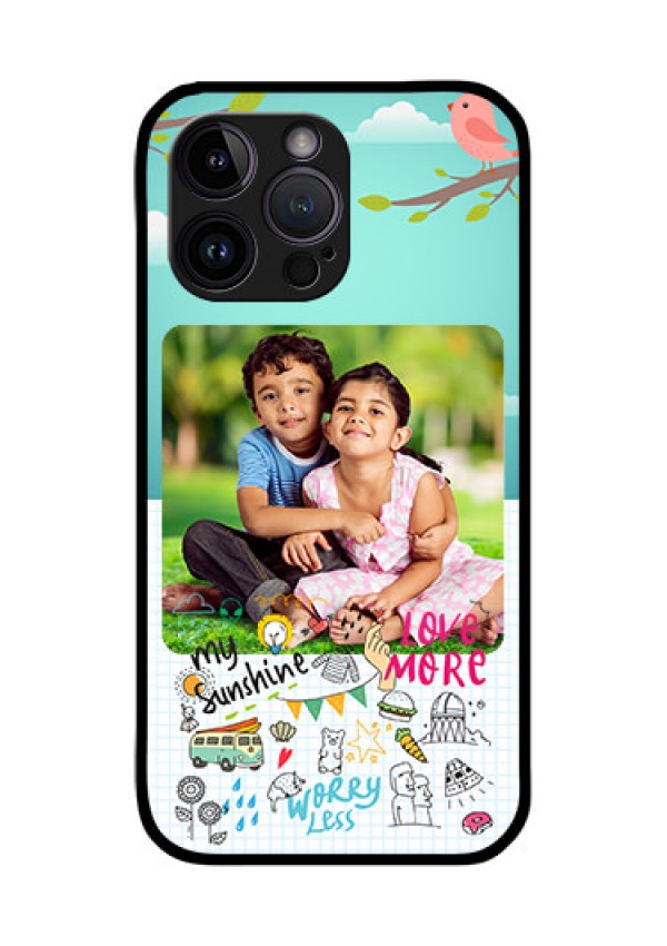iPhone 14 Pro Max Photo Printing on Glass Case - Doodle love Design