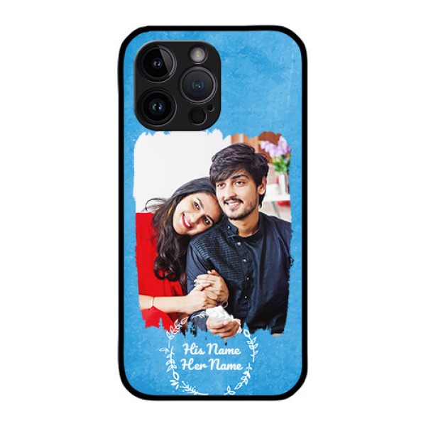 iPhone 14 Pro Max Custom Glass Phone Case - Blue Color Vintage Design iPhone 14 Pro Max Custom Glass Phone Case - Blue Color Vintage Design