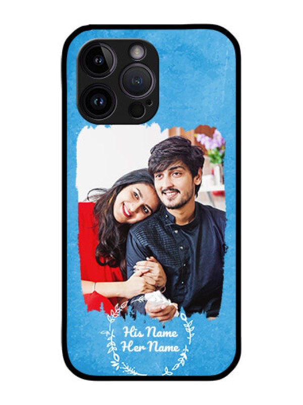 Custom iPhone 14 Pro Max Custom Glass Phone Case - Blue Color Vintage Design